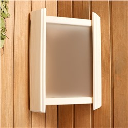 Абажур для бани и сауны, деревянный, настенный, со вставкой из белого стекла, «Добропаровъ»