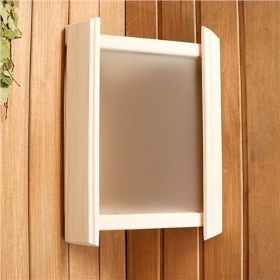 Абажур для бани и сауны, деревянный, настенный, со вставкой из белого стекла, «Добропаровъ»