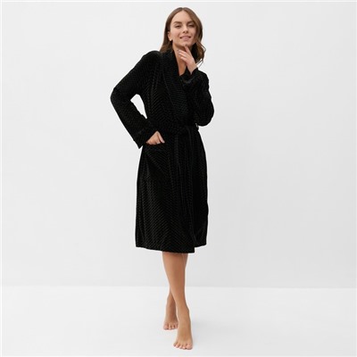 Халат домашний женский KAFTAN «Бархат», размер 40, чёрный