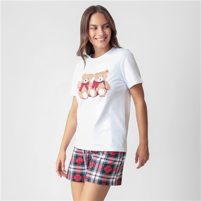 Пижама новогодняя женская (футболка, шорты) KAFTAN Christmas time, размер 48-50