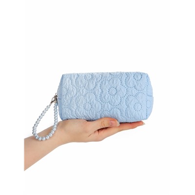 Косметичка женская «Цветочек», ручка из бусин, голубая