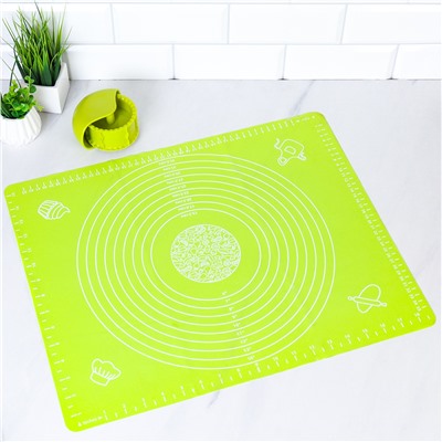 Силиконовый коврик 50х40 см и ролик для теста Набор 2 пр / GY-633-B /уп/ Зеленый ПРОМО АКЦИЯ 8 Марта