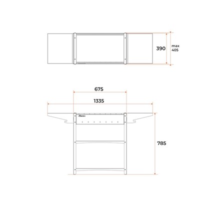 Мангал Family Standart FS2000, 133.2×39.4×77.4 см, 2 мм, боковые столики, полка