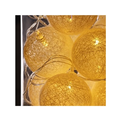 УЦЕНКА Гирлянда «Нить» 5 м с насадками «Клубки белоснежные», IP20, прозрачная нить, 20 LED, свечение тёплое белое, 220 В