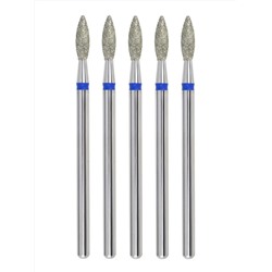 MANITA Фреза алмазная пламя острое для аппаратного маникюра 866.104.243.080.025 ФАП 2.5-8С, синяя насечка, ø 2,5 мм, 5 шт. 28364