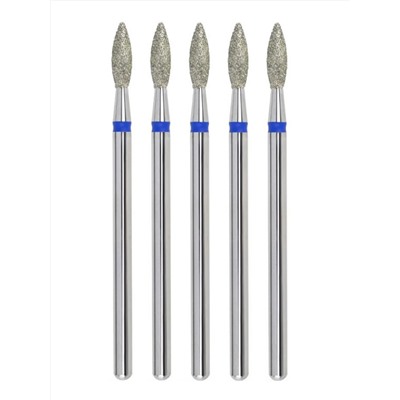 MANITA Фреза алмазная пламя острое для аппаратного маникюра 866.104.243.080.025 ФАП 2.5-8С, синяя насечка, ø 2,5 мм, 5 шт. 28364