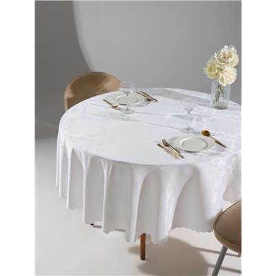Скатерть «Доляна», круглая, белая, d=200 см