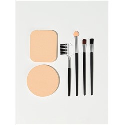 Набор для макияжа, 6 предметов, чёрный, бежевый