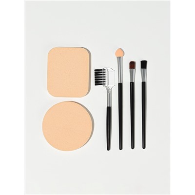 Набор для макияжа, 6 предметов, чёрный, бежевый