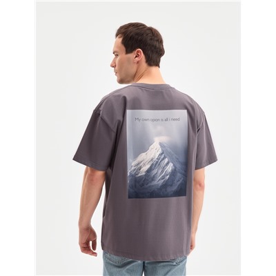 Футболка мужская MINAKU: Own opion, серая, р-р 52-54