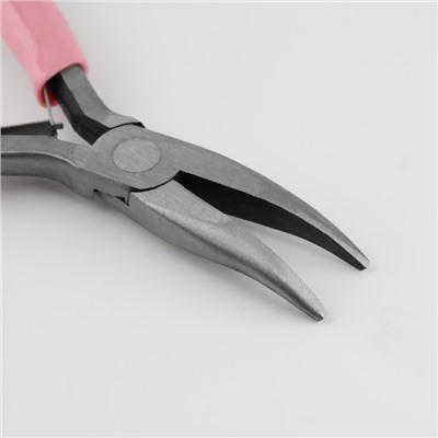 Тонкогубцы изогнутые, для рукоделия, 13×6.5 см, цвет серебряный/розовый