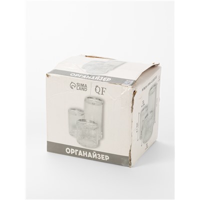 УЦЕНКА Органайзер для ватных палочек и дисков, с крышкой, 3 секции, 14×14×13 см, прозрачный