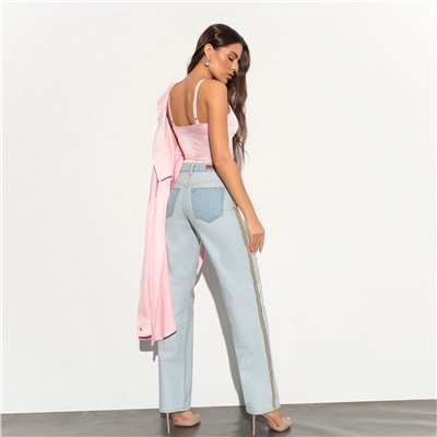 Джинсы прямые с имитацией изнанки, Matera (light blue)