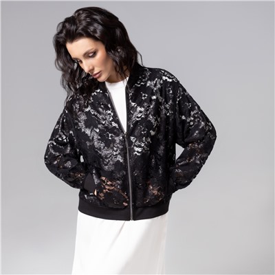 Бомбер , расшитый пайетками, Секрет смелости (чёрный)