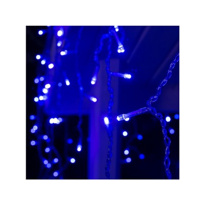 Гирлянда «Бахрома» 4×0.6 м, IP44, прозрачная нить, 180 LED, свечение синее, 8 режимов, 220 В