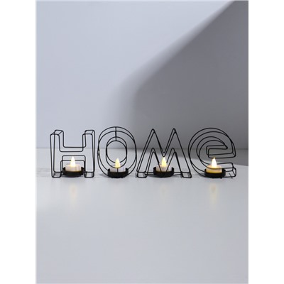 Подсвечник металлический на 4 свечи TAKE IT EASY, Home, 13.5×42 см, чёрный