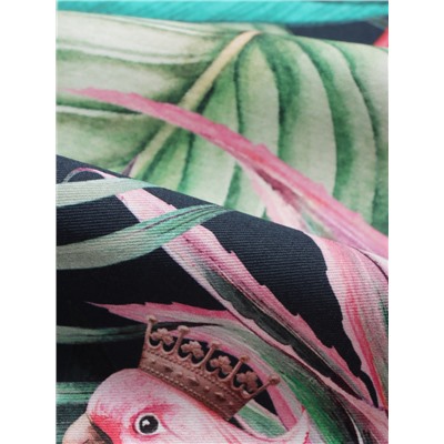 Дорожка на стол «Этель» Tropical parrots 40×146 см, 100% хлопок, саржа 190 г/м², зелёная/чёрная