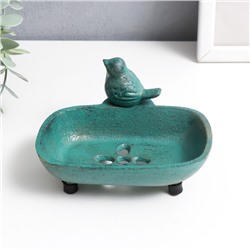 Фигурка-мыльница чугун «Воробушек», патина, 7.2×12.8×10 см