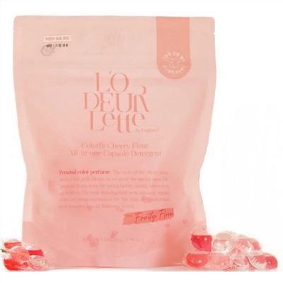 LODEURLETTE Капсулы для стирки белья с ароматом цветка вишни / In England Colorfit Cherry Fleur  All in One Capsule Detergent, 17 г x 30 24064