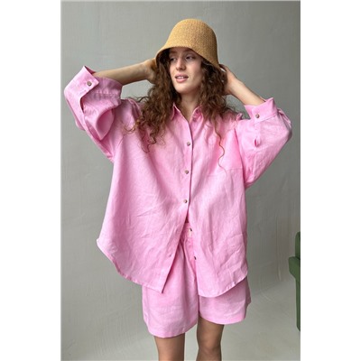 Костюм лён  SET019/27/Нежно-розовый