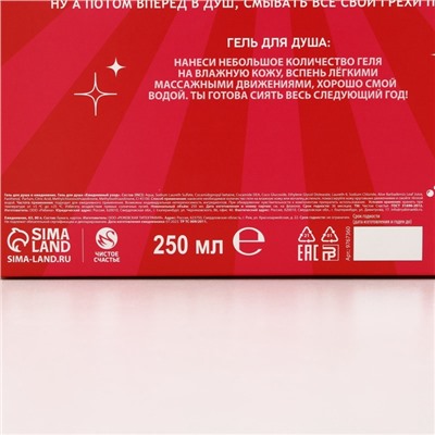 Новогодний подарочный набор косметики «Вечеринка», гель для душа 250 мл и ежедневник, Чистое счастье