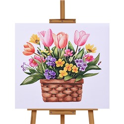 Мозаика алмазная "Красивые цветы в корзинке" 20*20 см.