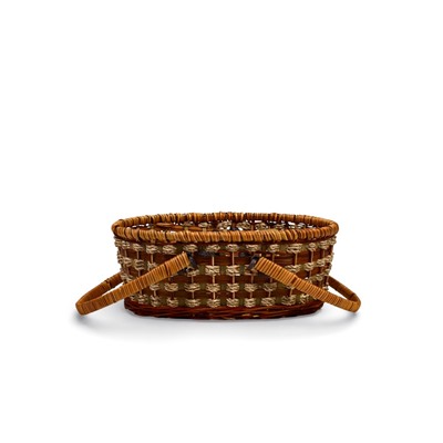 Корзина плетеная для хранения «Пикник», 33×24×13 см, ручка h=16 см, лоза, коричневая