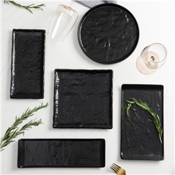 Блюдо Magistro Pietra lunare для подачи, 25×12 см, фарфор, цвет чёрный