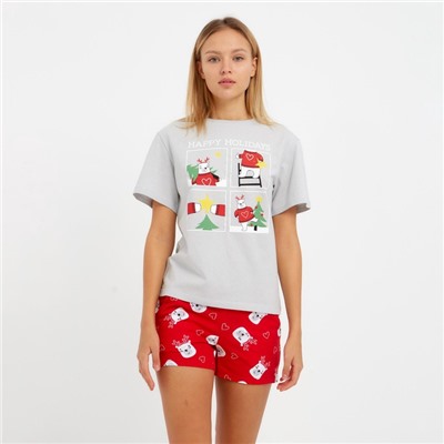 Пижама женская (футболка и шорты) KAFTAN «Мишки» размер 52-54