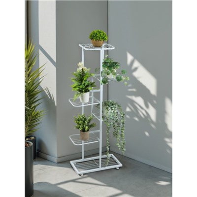Подставка для цветов Greengo, 6 полок, 44×22×105 см, напольная, металл, белая