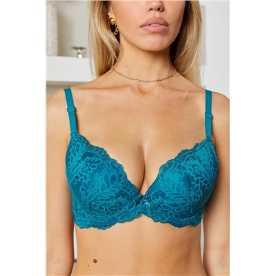 Бюстгальтер кружевной HoneyFormat 8038 с формованной чашей (Изумрудный)