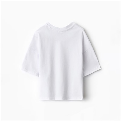 Футболка детская однотонная MINAKU: Basic line, белая, рост 98 см