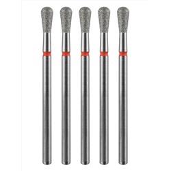 MANITA Фреза алмазная груша для аппаратного маникюра 856.104.237.070.033 ФАОКС-3.3-7 М, красная насечка, ø 3,3 мм, 5 шт. 28338