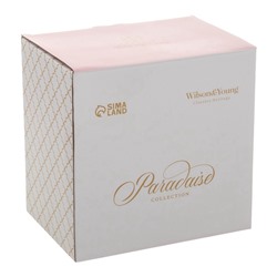 Набор посуды WY Paradaise, 18 предметов, 6 тарелок d=25.5 см, 6 тарелок d=20.5 см, 6 глубоких тарелок d=23 см, фарфор, белый, розовый
