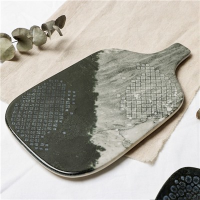 Блюдо керамическое «Стоун», 29.7×17.5 см, серое, Dolce Ceramo