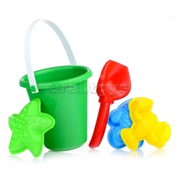 Песочный набор 5пр.(ведро детское мини, совок, 3 формы д/песка)