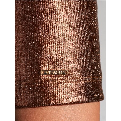 Футболка облегающая из хлопка в рубчик с U вырезом и матовым покрытием металлик