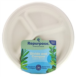 Repurpose, Heavy Duty, 10" Sectional Plates, 20 Count