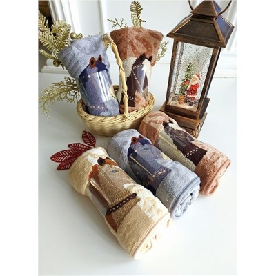 Полотенце из микрофибры "Подковы" с атласной каймой 35*75 см.