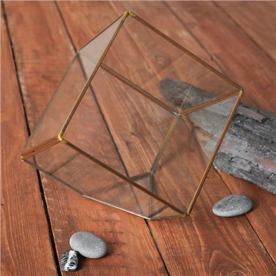 Флорариум каркас, 14.5×14.5 см, стекло, золото