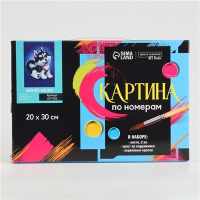 Картина по номерам на холсте с подрамником «Щенок хаски», 30×20 см