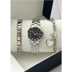 Подарочный набор для женщин часы, 2 браслета + коробка #22853084