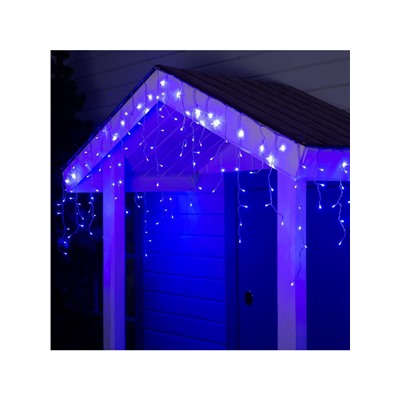Гирлянда «Бахрома» 4×0.6 м, IP44, прозрачная нить, 180 LED, свечение синее, 8 режимов, 220 В