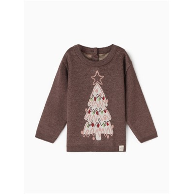 Джемпер вязаный «Крошка Я. Новогодние игрушки», рост 86-92 см, коричневый
