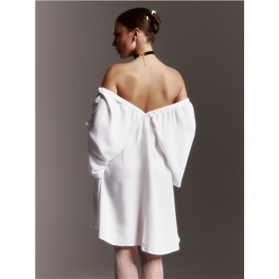 Платье мини женское с глубоким вырезом MINAKU, размер 42, белое