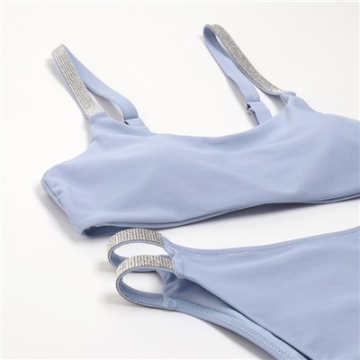 Купальник раздельный со стразами женский MINAKU, голубой, размер 46