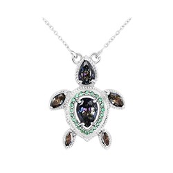 Колье, мистик кварц синий , наноизумруд, Черепаха
