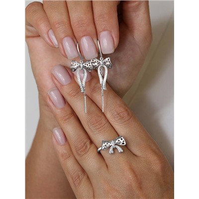 Кольцо из серебра с фианитами родированное - Бант 211-10-269р