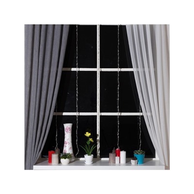 Гирлянда «Водопад» 2×1.5 м, IP20, прозрачная нить, 400 LED, свечение фиолетовое, 8 режимов, 220 В