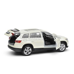 Машина металл "Skoda Kodiaq", 12 см, (откр дв, багаж, белый) инерц, в коробке